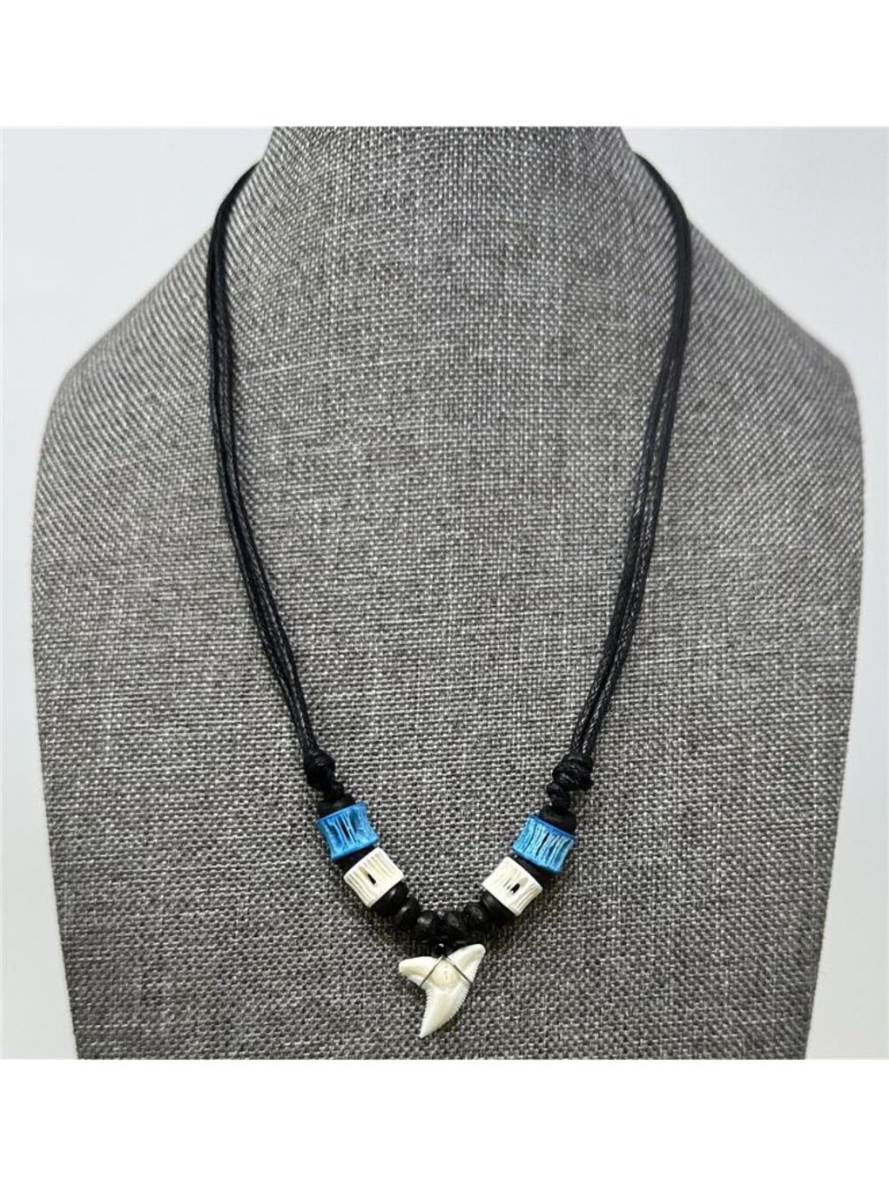 Real Mako Shark Tooth Pendant Surfer Necklace for Men | Wood Beads